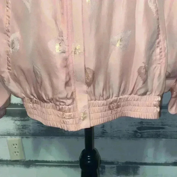 Vintage EVR Jacket 100% Silk with Pink and Gold Leaf design size Large - Picture 5 of 5